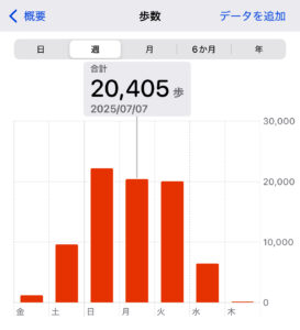 万博へ行った3日間の万歩計。毎日2万歩超え。
